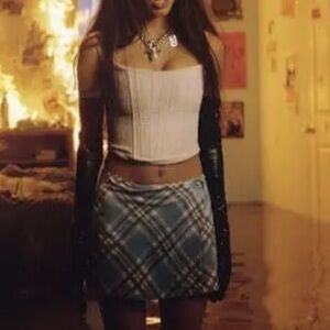 UNIF Blue and White plaid Mini Skirt